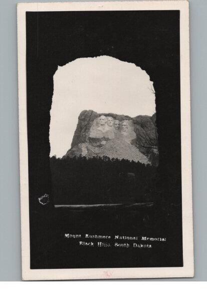 RPPC Postcard Tunnel View Mount Rushmore Monument South Dakota