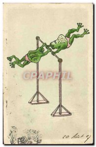 Old Postcard Frog Toad parallel bars Gymnastics