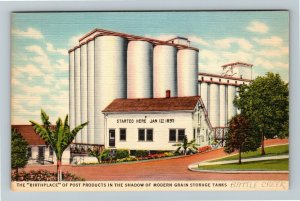 Battle Creek MI-Michigan, Birthplace Of Post Products, Tanks, Linen Postcard