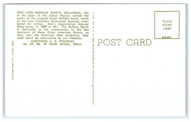 Buffalo Ranch Western Store, Native American Tipi Teepee, Afton, OK Postcard