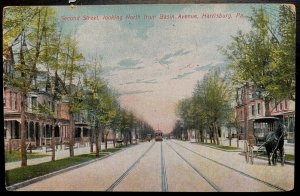 Vintage Postcard 1909 Second Street looking North to Basin Avenue, Harrisburg PA