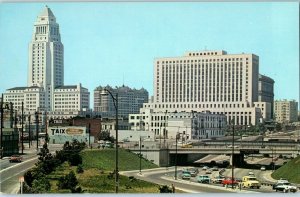 Vintage Civic Center & 110 Freeway Los Angeles California Postcard
