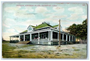 1908 Pavilion Suburban Island Davenport Iowa IA Antique Posted Postcard