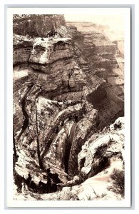 Postcard People On Mule Trail Grand Canyon Arizona RPPC Real Photo