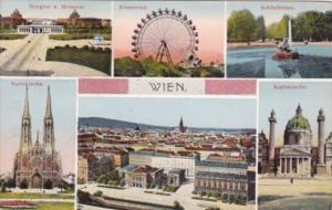 Austria Wien Vienna Multi View Riesenrad Schoenbrunn Karlskirche Votivkirche