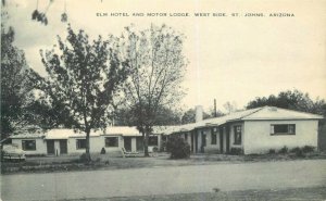 Artvue Elm Hotel Motor Lodge roadside St Johns Arizona 1952 Postcard 7417