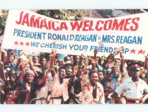 1982 JAMAICAN CROWDS WELCOME PRESIDENT RONALD REAGAN Country Of Jamaica E7453@