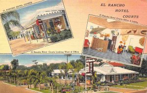 El Rancho Hotel Courts Motel US 41 Tampa Florida linen postcard