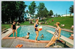 High Peak View Crystal Clear Swimming Pool Shaded Three Shuffleboard Postcard