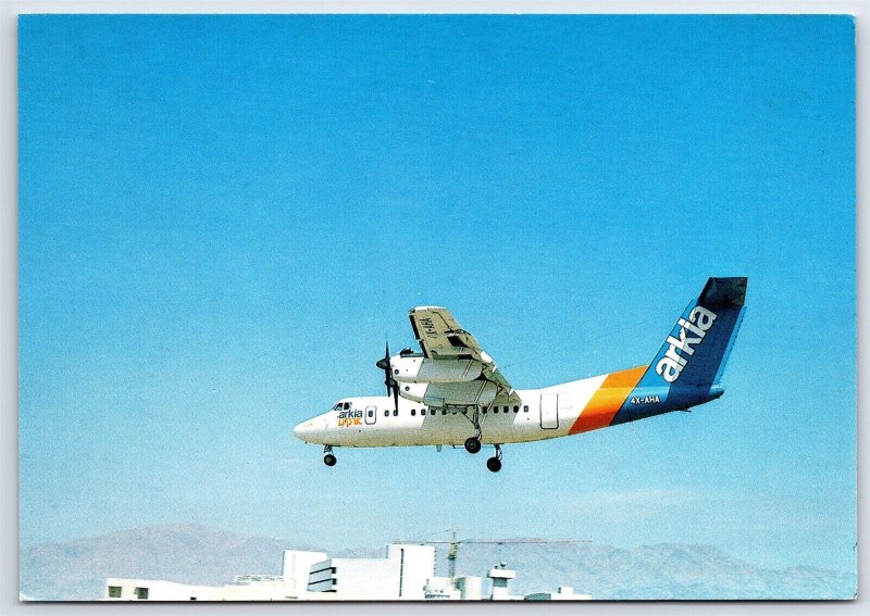 Aviation Postcard Arkia Israel Inland Airlines Dash-7 4X-AHA EV5