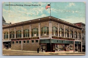 J91/ Chicago Heights Illinois Postcard c1910 Odd Fellows Building 19