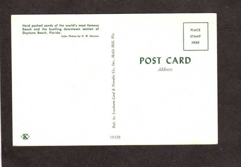 FL Greetings From Daytona Beach Florida Postcard Beach Downtown Stores