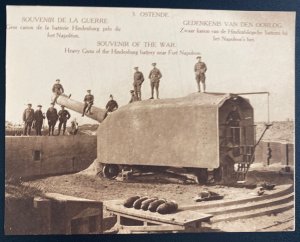 Mint Souvenir Of The War card Heavy Guns Of The Hindenburg Battery Near Fort Nap