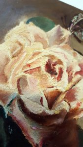 VINTAGE POSTCARD OIL PAINTED. ROSE. UNUSED!!!