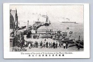 YOKOHAMA PORT NAVAL REVIEW JAPAN MILITARY RUSSO JAPANESE WAR POSTCARD (c.1904)