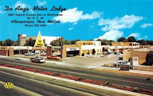 ALBUQUERQUE, NM New Mexico DE ANZA MOTOR LODGE Roadside~Route 66 Chrome Postcard