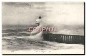 Old Postcard By Storm Lighthouse