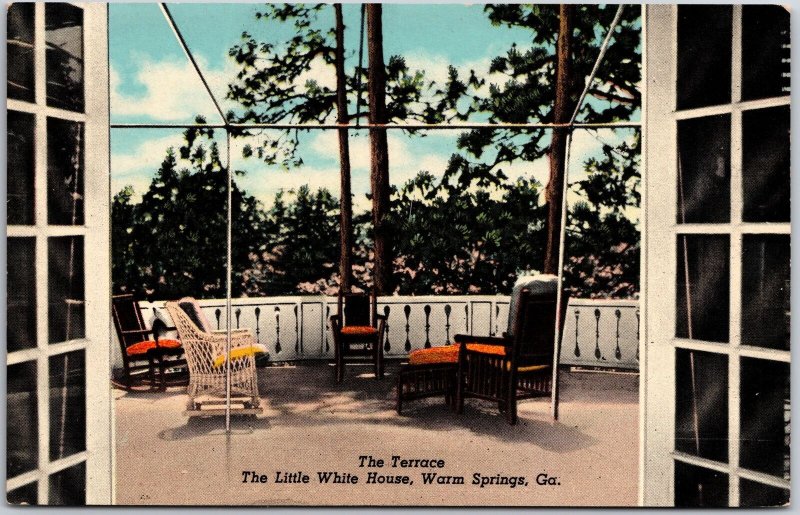 The Terrace The Little White House Warm Springs Georgia GA Pine Trees Postcard