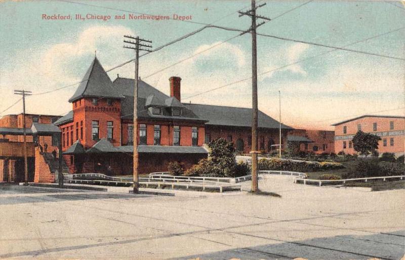 Rockford Illinois Northwestern Depot Antique Postcard K50732