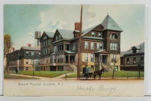 Elizabeth NJ General Hospital Early udb to Chester Pa Postcard O8