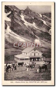 Old Postcard Chalet Hotel des Aravis (cows)