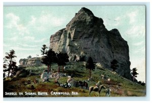 Saddle or Signal Butte Crawford Nebraska Unposted Vintage Antique Postcard 