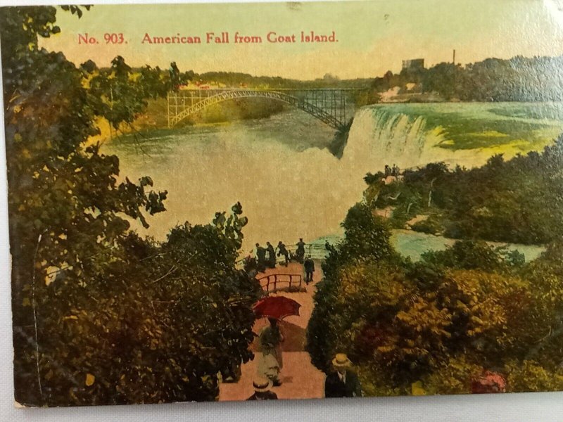 Vintage Postcard 1910's American Fall from Goat Island Niagara NY New York