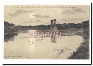 Marmande Old Postcard The suspension bridge over the Garonne at sunset