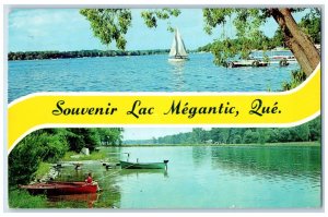 1964 Souvenir Lac Megantic Quebec Canada Boat Multiview Vintage Postcard
