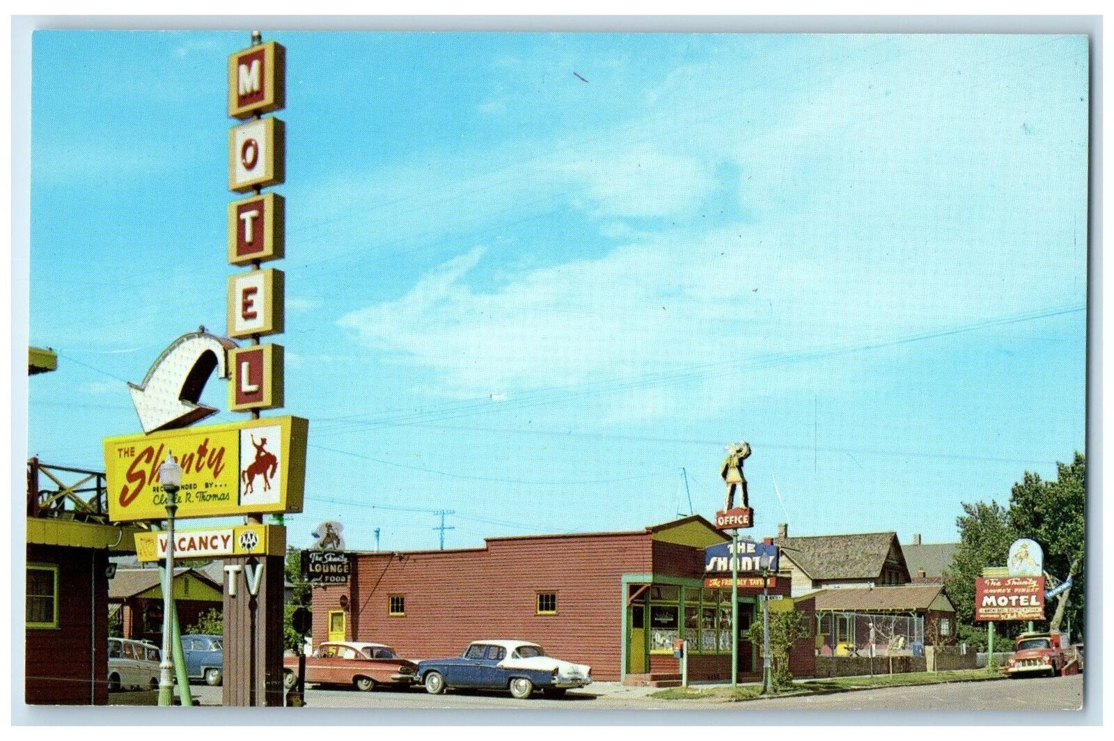 c1960s The Shanty Motel Roadside Signage Havre Montana MT Unposted Cars ...