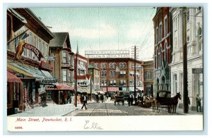 1905 Scene on Main Street, Pawtucket Rhode Island, RI Postcard 