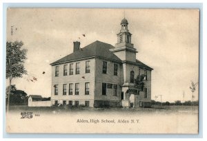 1908 Alden High School Building Alden New York NY Posted Antique Postcard