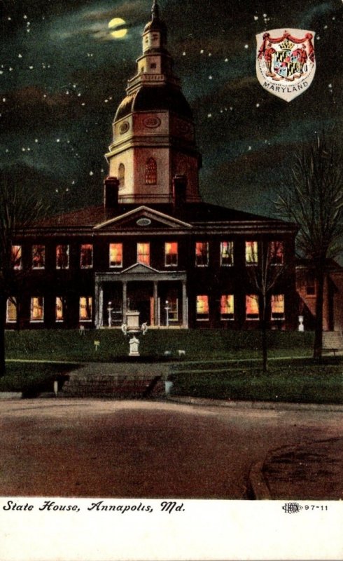 Maryland Annapolis State House At Night