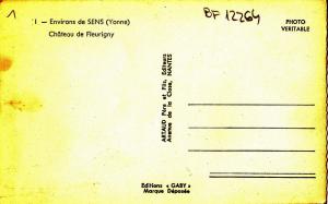 BF12264  environs de sens chateau de fleurigny france front/back image