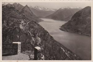 Switzerland Monte Bre Kulm Terrasse Blick von der Hoehenpromenade geegen Porl...