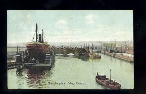 TQ3631 - Ships & Docks on the Manchester Ship Canal , c1909 - printed postcard 