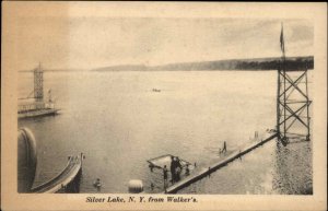 Silver Lake New York NY Pier Wharf from Walker's Vintage Postcard