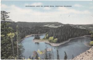 ALEXANDER LAKE ON GRAND MESA, WESTERN COLORADO, unused linen Postcard