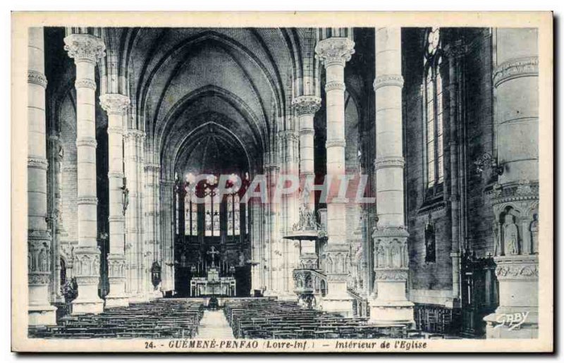 Postcard Old Guemene Penfao Interior of & # 39eglise