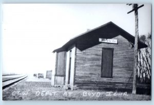 c1960's CGW Depot Boyd Iowa IA Railroad Train Depot Station RPPC Photo Postcard