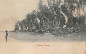 FISHING CANOES CEYLON ASIA POSTCARD (c. 1905)