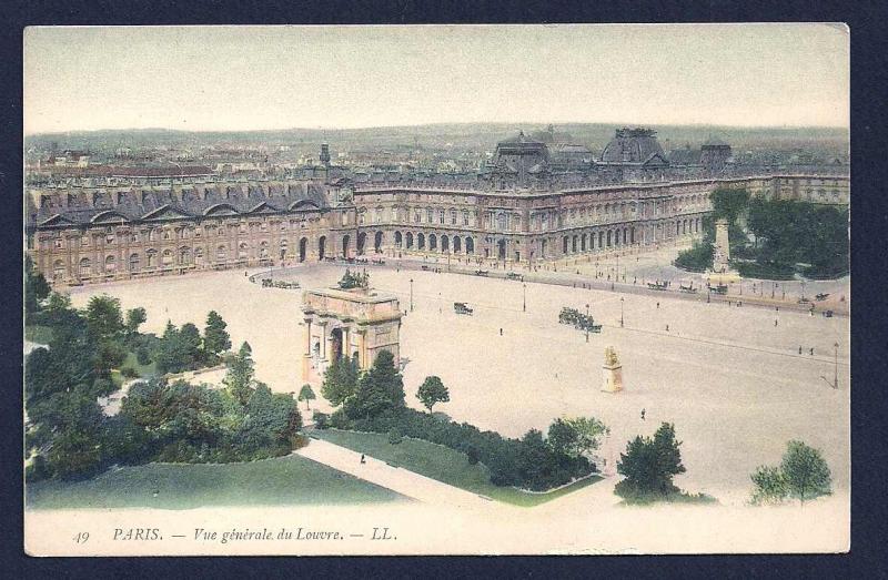 Paris birdseye view Louvre France unused c1905