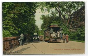 Streetcars Entrance to Subway Boston Massachusetts 1911 postcard