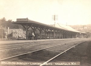 RPPC NY Valhalla New York Train Station Real Photo Postcard