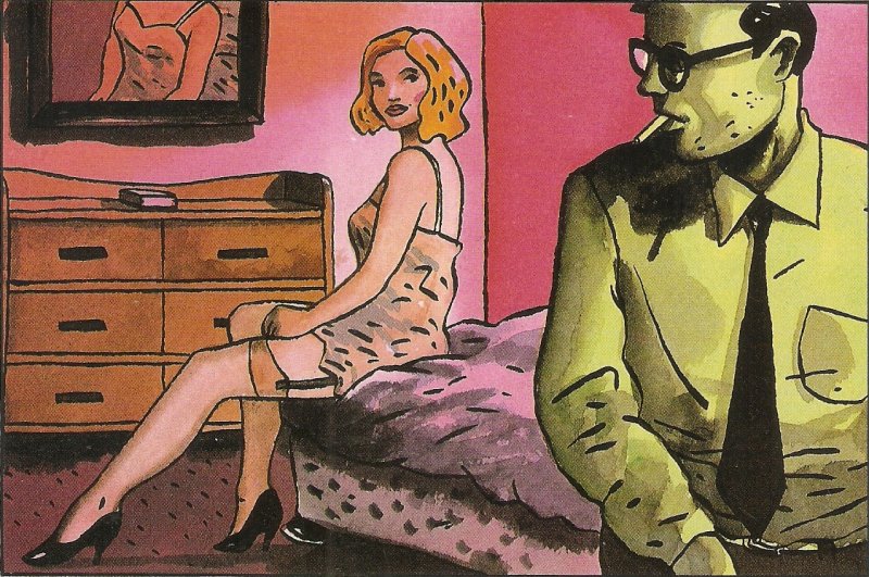 Couple. Loustal et Paringux, by Casterman  Modern risque French art postcaard