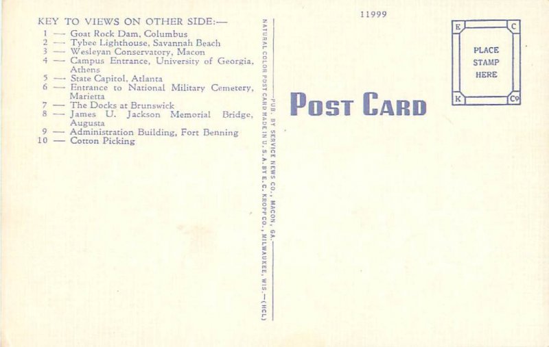 Georgia Map Multi-View Postcard Chrome Unused