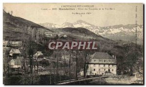 The picturesque Auvergne MAdailles Old Postcard Hotel tourists and the Puy Mary