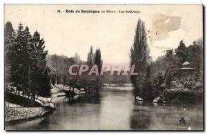 Bois de Boulogne in winter Old Postcard lower Lake