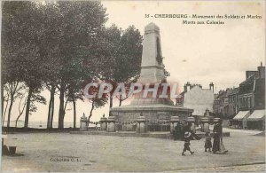 Old Postcard Cherbourg Monument Soldiers and Sailors Dead Colonial