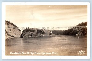 Oak Harbor WA Postcard RPPC Photo Deception Pass Bridge From Light House Point